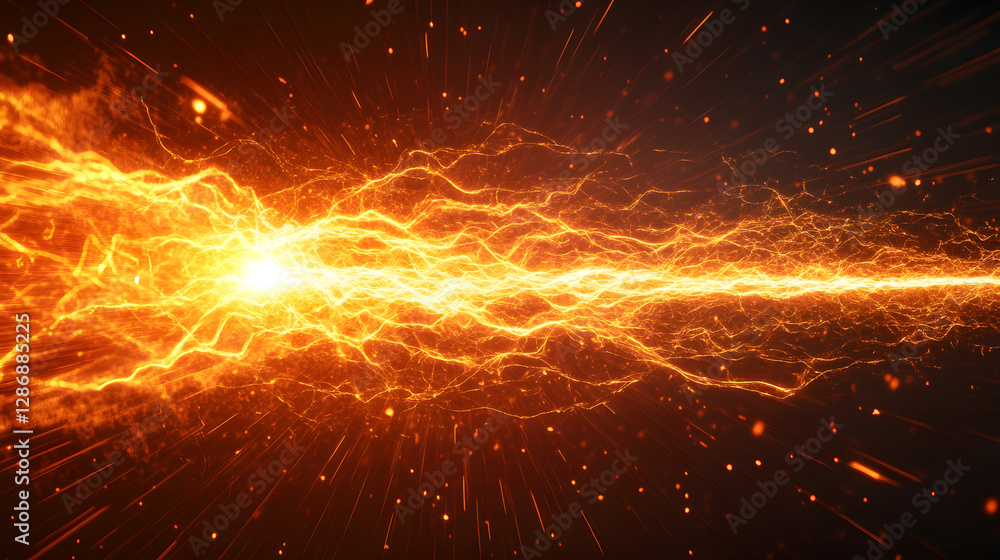 Poster abstract orange explosion of sparks with dynamic patterns and textures in a vibrant display of energ