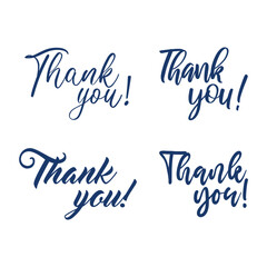 Set Of Thank You Lettering Vector Design.