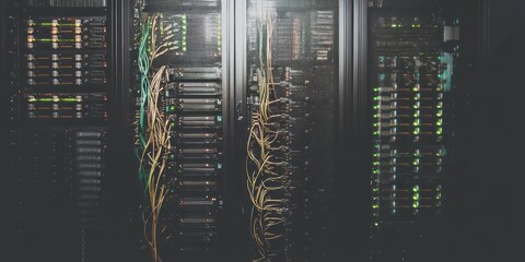 Illuminated Server Racks In A Modern Data Center