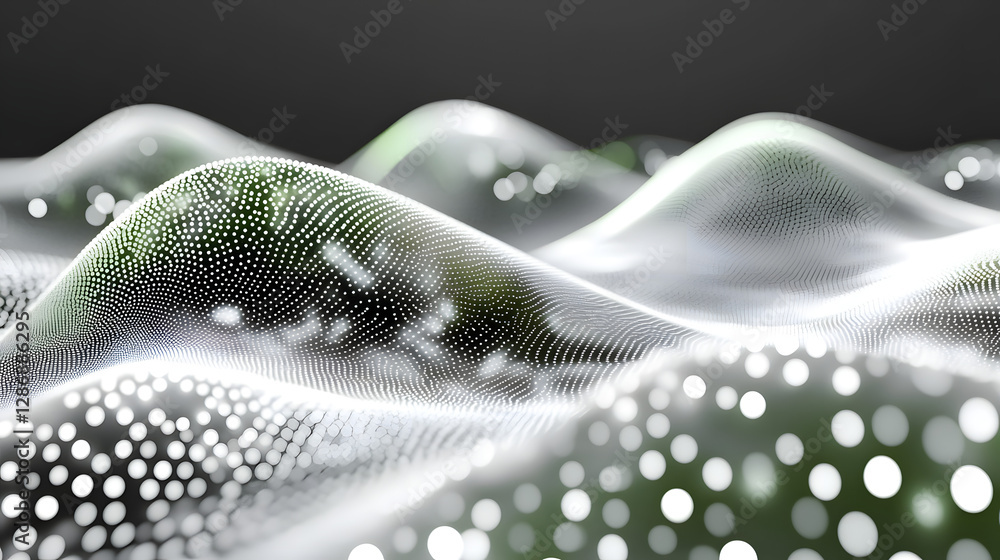 Poster abstract background featuring white and green wavy patterns with floral elements in a modern design