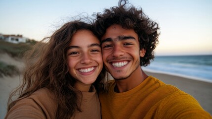 Obraz premium Couple at beach sunset