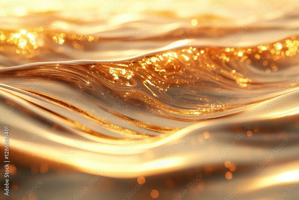 Aufkleber golden waves shimmering under sunlight, creating a mesmerizing and luxurious texture.
