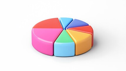 Obraz premium Colorful 3D Rendered Pie Chart on White Background AI Generated