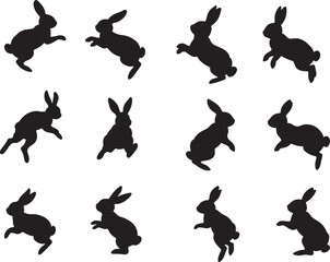 Fototapeta premium set of bunny silhouettes