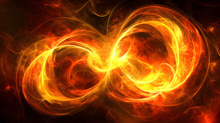 Fototapeta premium Abstract fire swirl design with black background showcasing dynamic movement and vivid colors