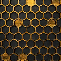 Golden Hexagonal Repeat Pattern Reflecting the Intricate Strength of a Honeycomb Structure
