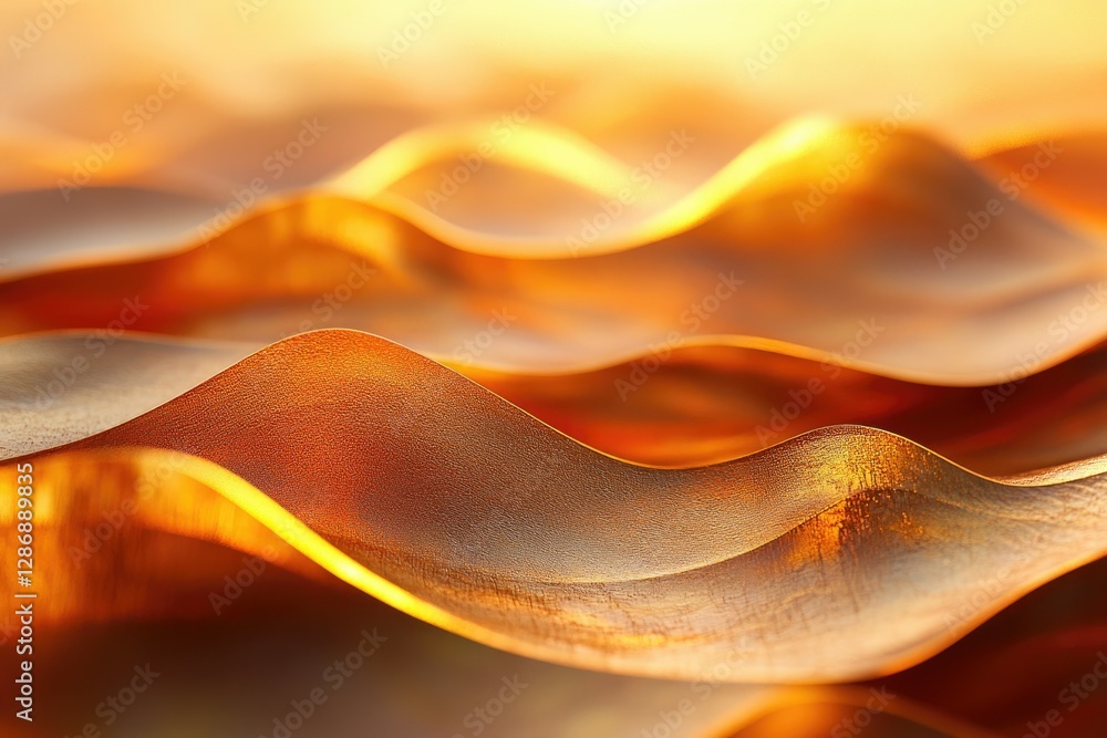 Poster abstract golden waves bathed in sunlight, creating a luxurious and serene texture.