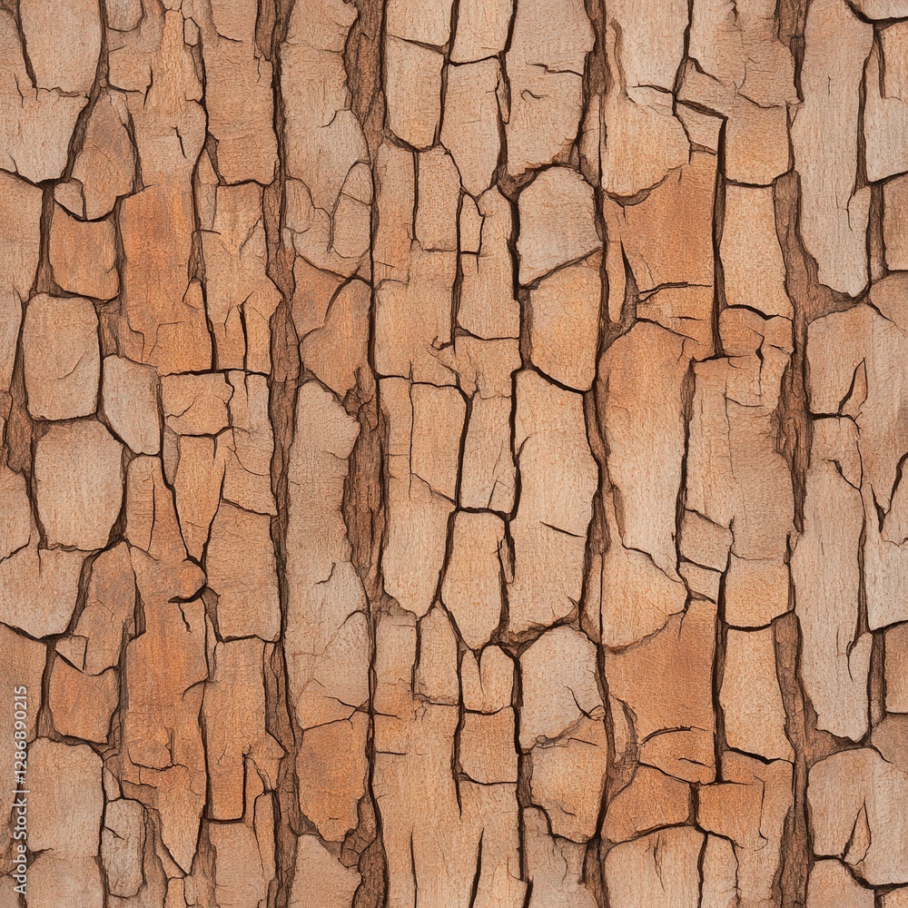 Poster textured surface of rustic tree bark with irregular cracks and warm tones, creating a natural and or