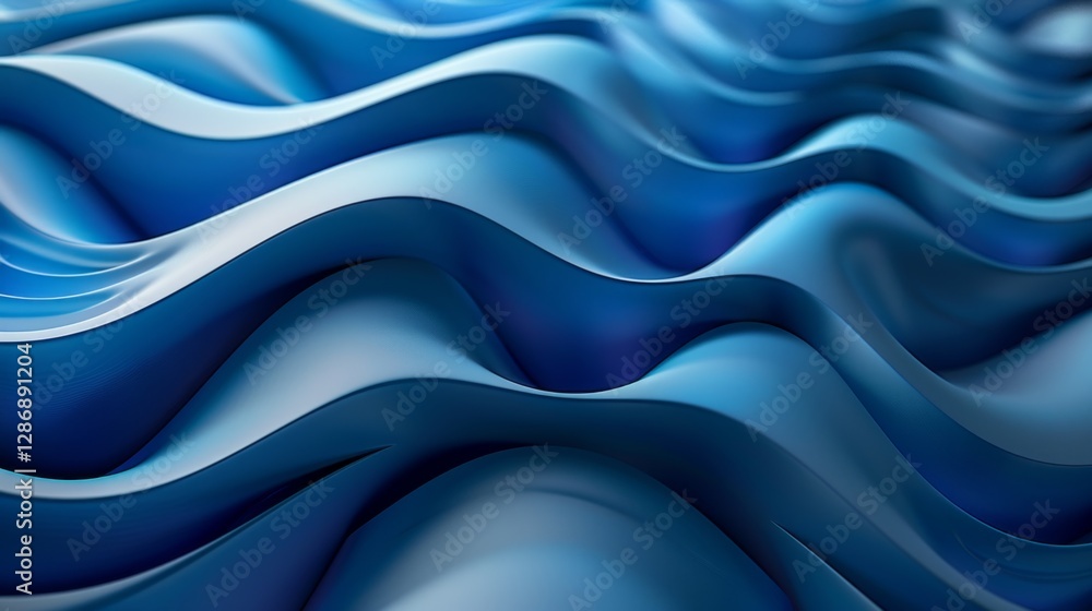 Poster flowing blue waves create a stunning abstract pattern capturing motion and depth in a dynamic design