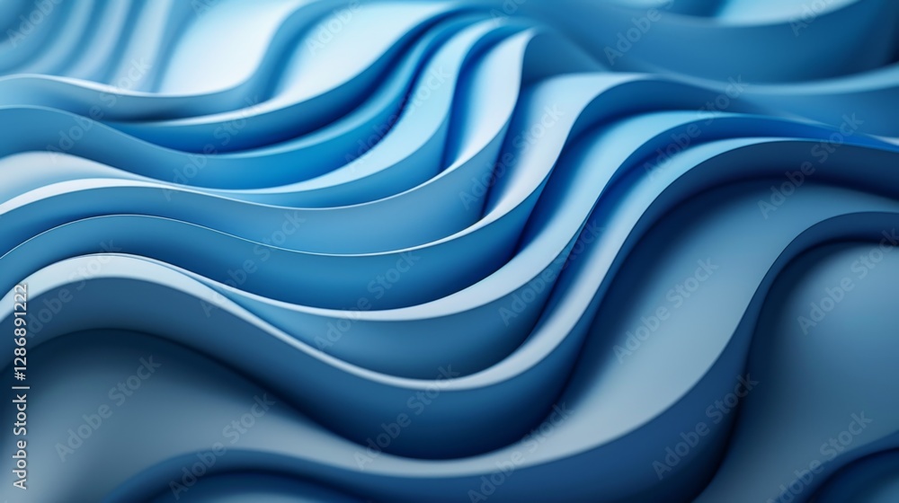 Aufkleber dynamic blue waves create a soothing visual rhythm in a modern abstract design