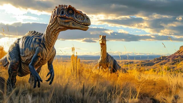 Prehistoric giant: video featuring dinosaur, highlighting its towering presence, unique features, ancient environment it inhabited, evoking wonder of Jurassic era.