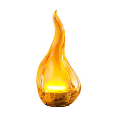 Yellow Flame from Gas Stove Isolated on Transparent Background