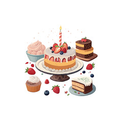  Birthday-cake-with-candle-on-it--dessert-for-birth.