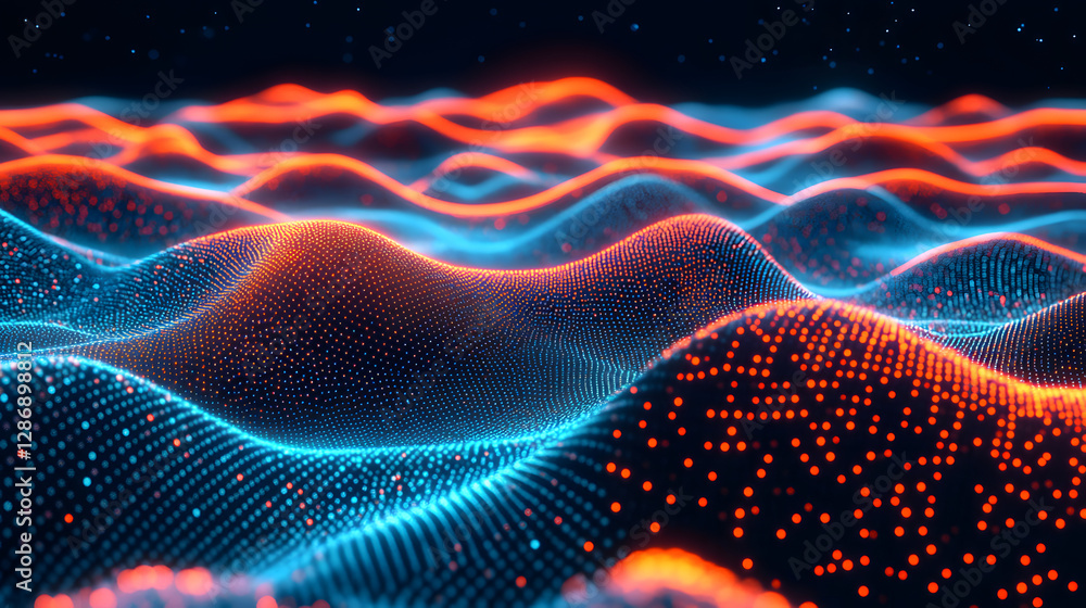 Fototapete Abstract computer generated image of colorful wave pattern with tulip shapes and dynamic fluid motion