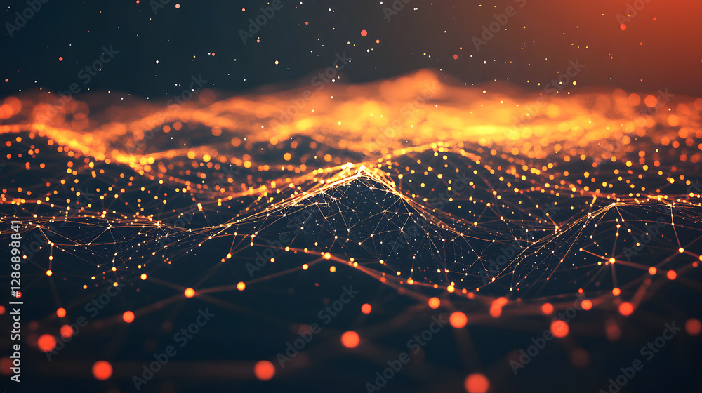 Poster abstract visualization with lights and dark background featuring colorful tulips in a modern artisti
