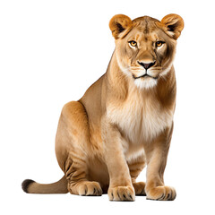 Isolated Lioness Sitting