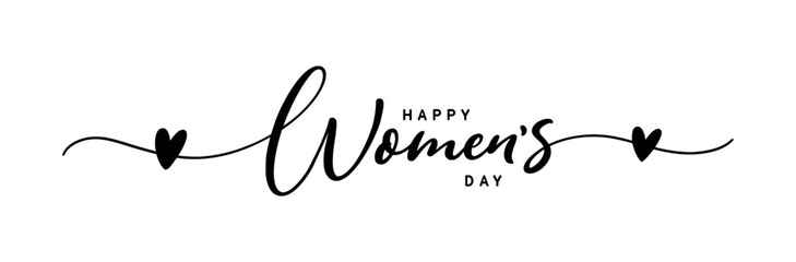 Happy Women's Day hand drawn lettering text in calligraphy style.