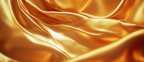Obraz premium Luminous golden folds of fabric capture richness and fluidity, reflecting light with a luxurious texture that suggests opulence.