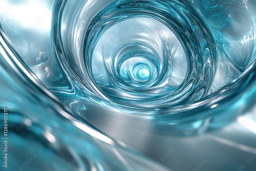 Poster Abstract swirling turquoise liquid forms a mesmerizing vortex, creating a captivating and ethereal visual experience.