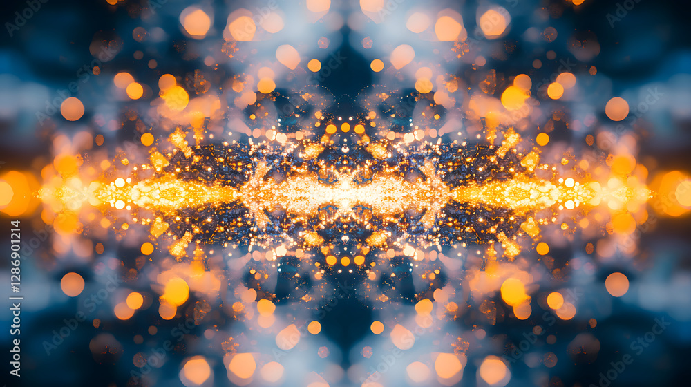 Poster artistic abstraction of blurred light and tulips in soft colors creating a dreamy floral composition