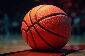 Obraz premium Close-up of basketball, texture details visible, sports equipment, object, basketball