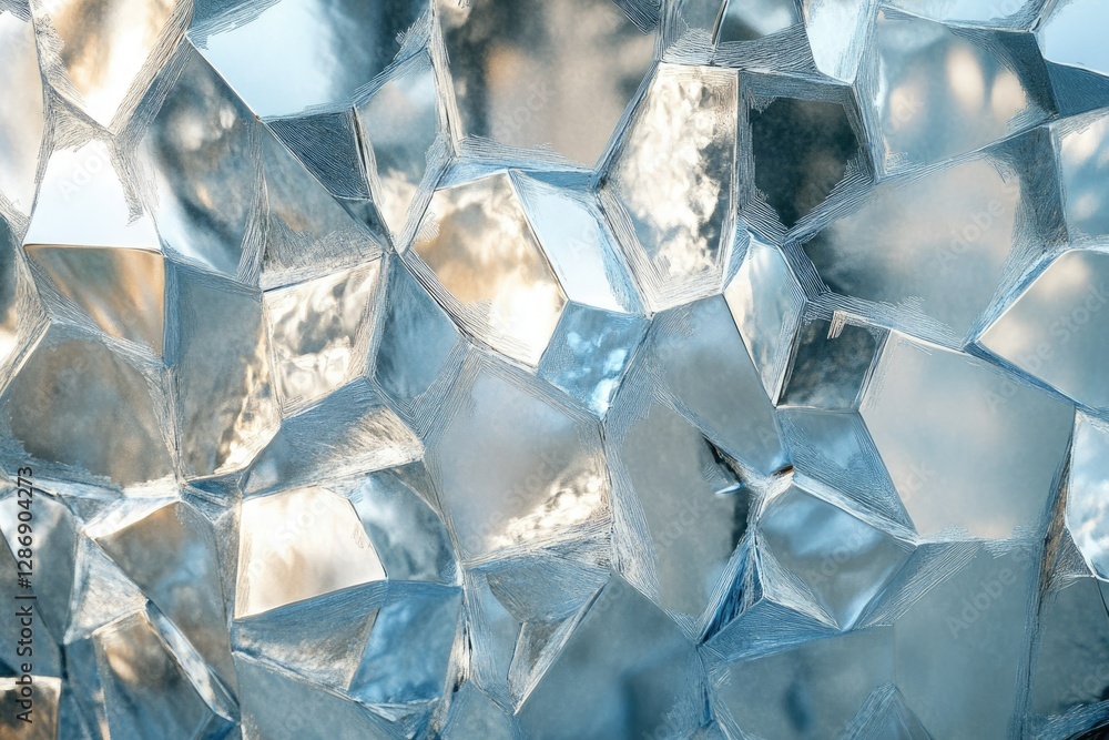 Leinwandbilder abstract image of crystalline structures, resembling ice or glass facets, reflecting light and creat
