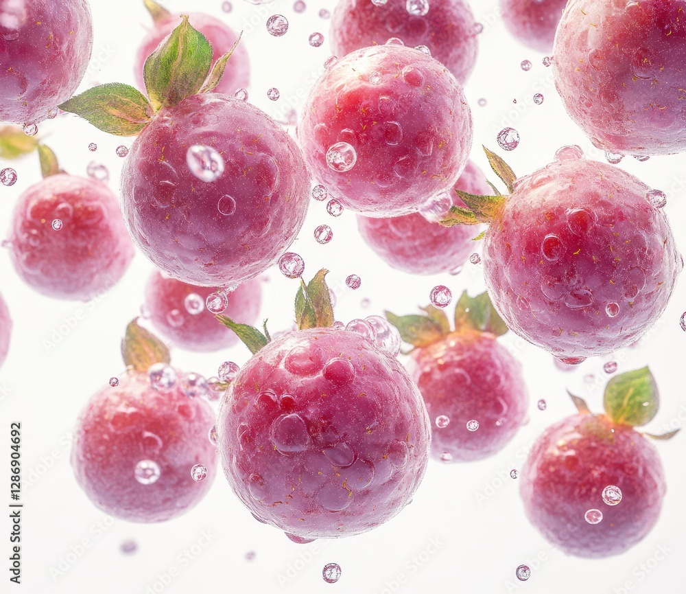 Aufkleber fresh red berries in water with bubbles creating a vibrant and refreshing visual experience for heal