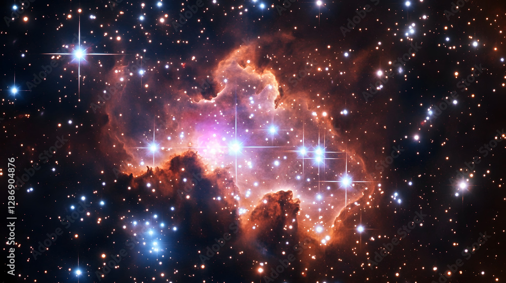 Aufkleber artistic abstraction of the taranui nebula with celestial elements and vibrant colors
