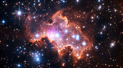 Artistic abstraction of the taranui nebula with celestial elements and vibrant colors