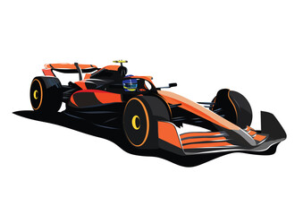Formula car color illustration. Sports car collection for design of fliers, brochures and banners. Orange race car