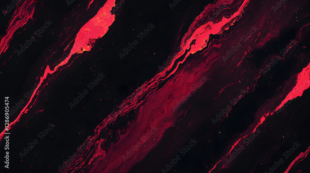 Poster artistic abstraction featuring a black and red wall with tulips in a modern design composition
