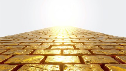 Vibrant yellow brick pathway on white background  a modern design element for adventure themes