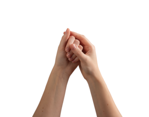 Female hands with glossy, well-groomed nails, demonstrating beauty, skincare, and wellness. Symbolizing self-care and elegance. Isolated on white background.