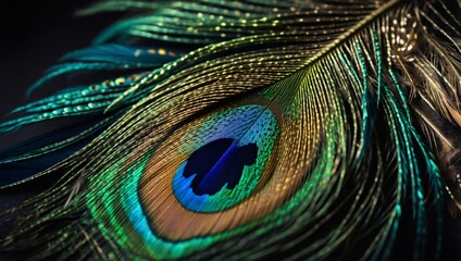 Obraz premium Beautiful peacock feather macro shot
