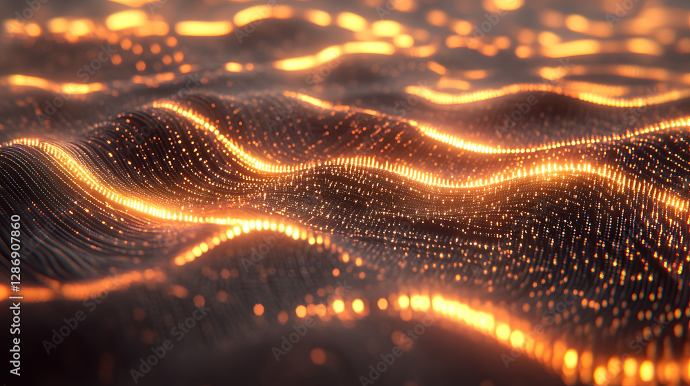 Poster close up of wave pattern with tulip flower in artistic depiction on white background
