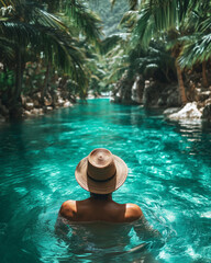 Tropical escape in crystal clear waters surrounded by lush greenery