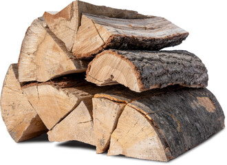 pile of six logs isolated on white