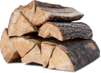 pile of six logs isolated on white