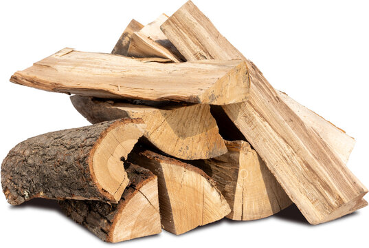 pile of six logs isolated on white