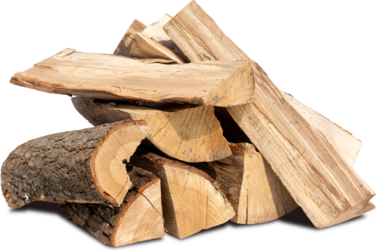 pile of six logs isolated on white