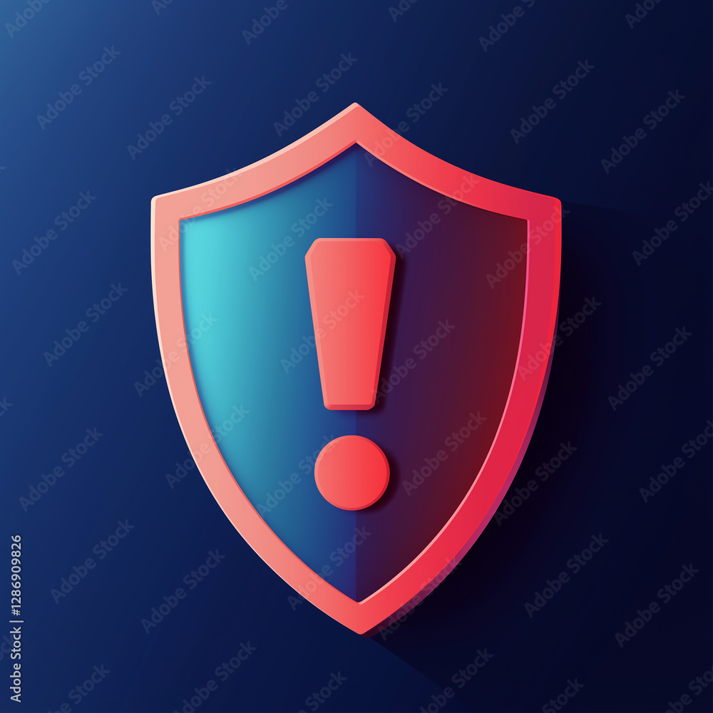 Poster Shield protecting exclamation point symbolizing security alert and warning notification