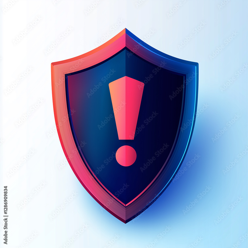 Poster shield icon showing exclamation point warning about security risk