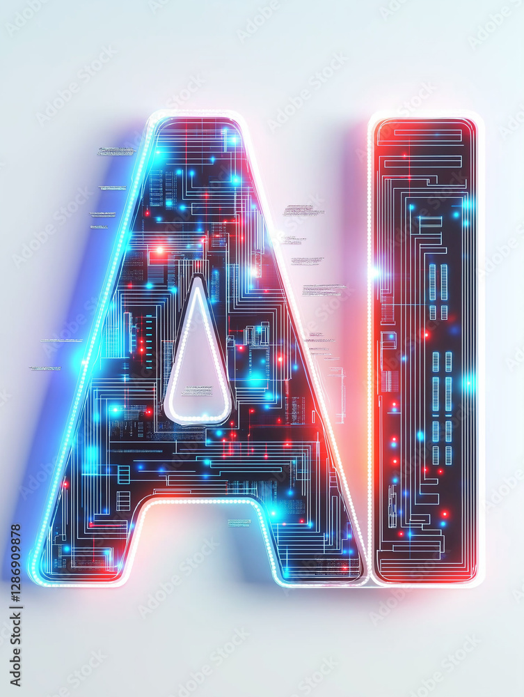 Aufkleber Artificial intelligence ai symbol showing machine learning and neural network