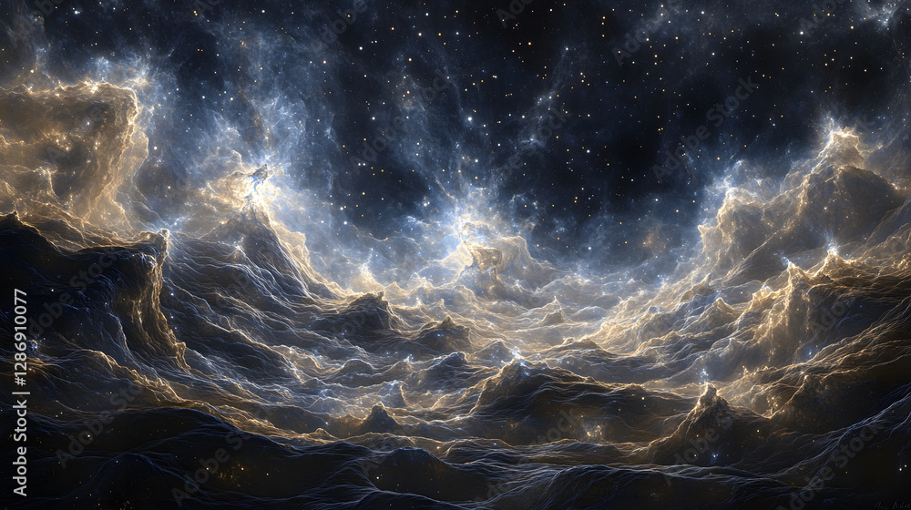 Poster large dark swirling clouds with a dramatic sky background creating a moody atmospheric scene