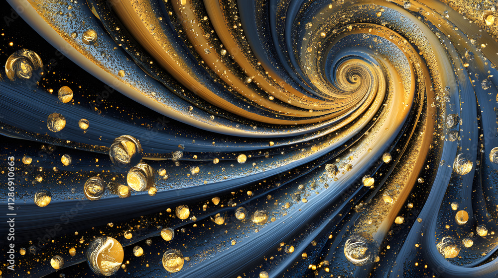 Poster computer screen displaying a swirl pattern with abstract design elements in vibrant colors and intri