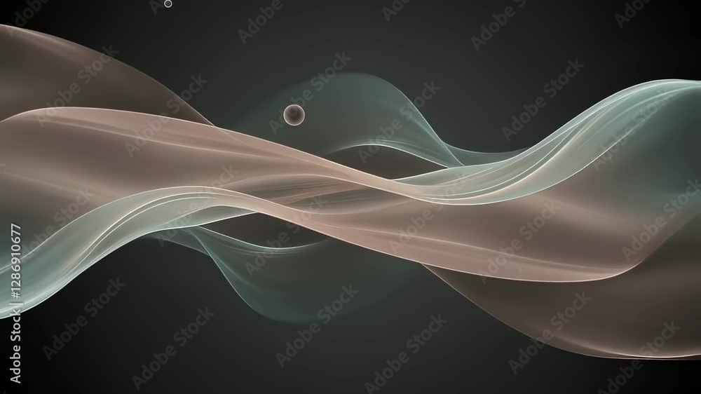 Aufkleber ethereal waves of light. abstract flowing forms in beige and teal. elegant motion background. modern