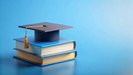 stack of books with blue cap