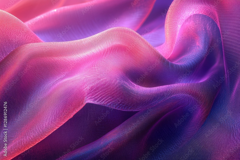 Poster abstract image of pink and purple fabric with soft, flowing waves and a gradient effect.