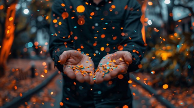 Businessman showcases data driven technology insights with digital graphs for informed strategies