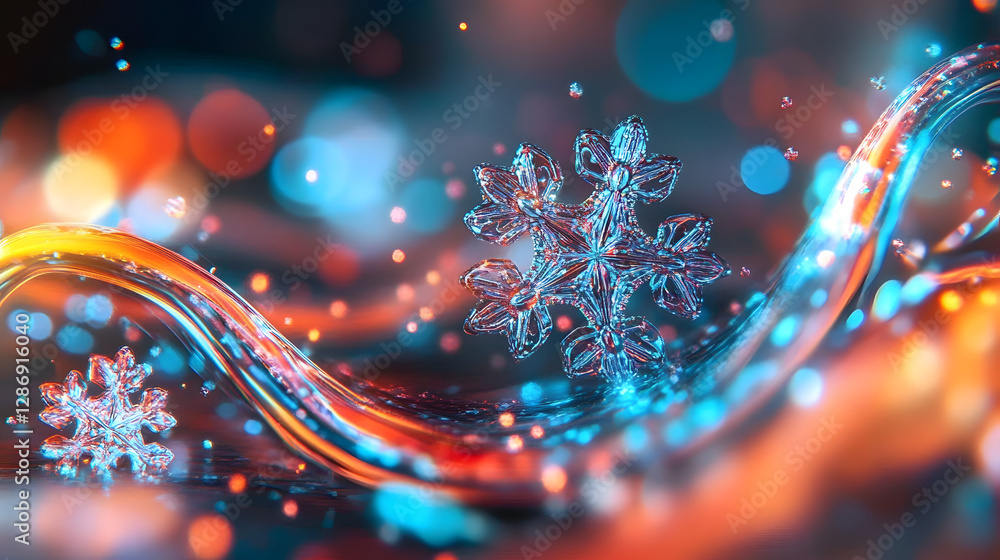 Poster intricate abstract rendering of snowflakes on a textured background for wallpaper design and digital